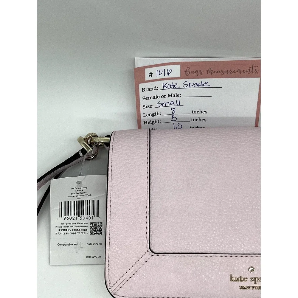 NWT Kate Spade Leno Poweder Pink Small Flip Crossbody Pebbled Leather Pocketbook